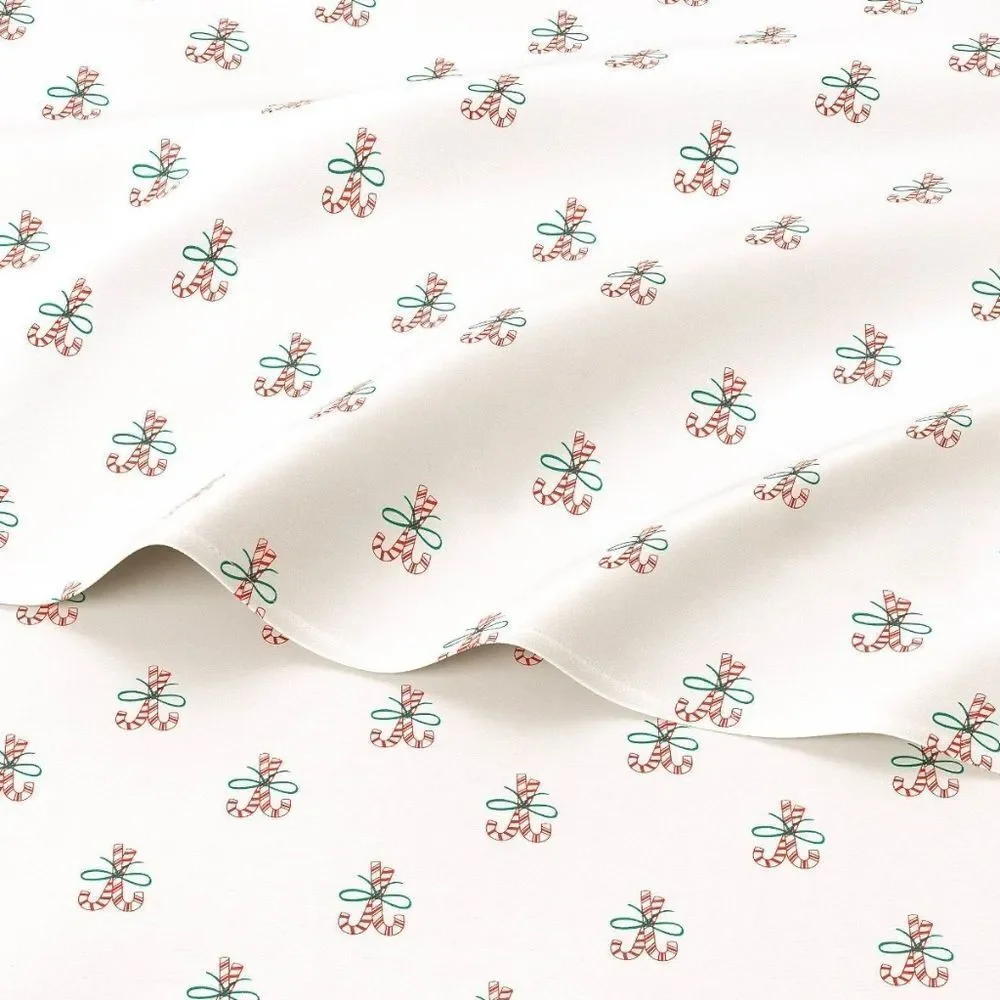 Full Christmas Holiday Cotton Sateen Sheet Set Candy Canes  Wondershop New